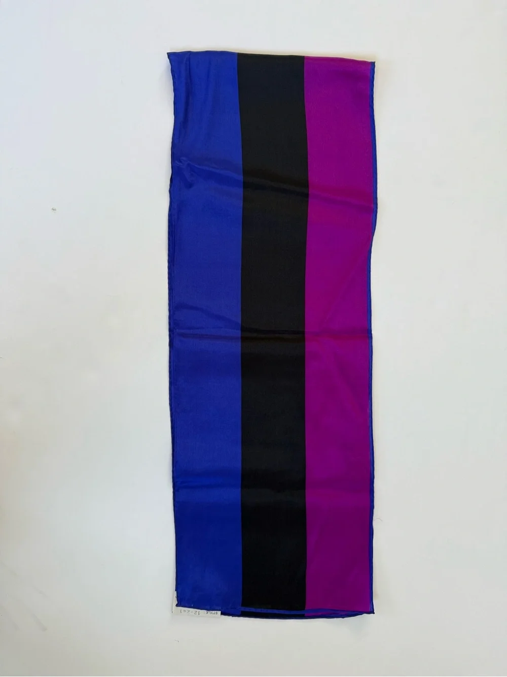 VTG Echo 100% Silk Scarf Rectangle 47”x 8” Blue Black Purple Made In Japan